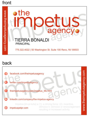 Business Card Design by tntbombs for The Impetus Agency | Design #7116129