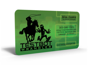 Business Card Design by Hardcore Design for The Testbot Wrangler | Design: #7120382