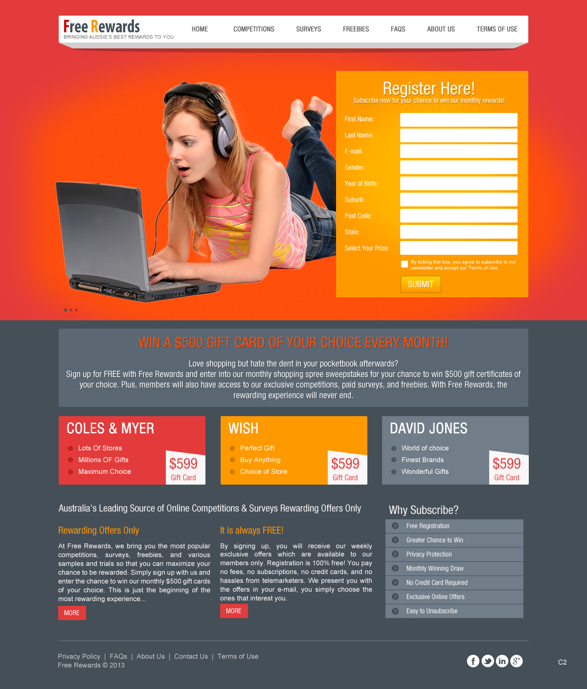 Web Design par pb pour Free Rewards | Design #1816074