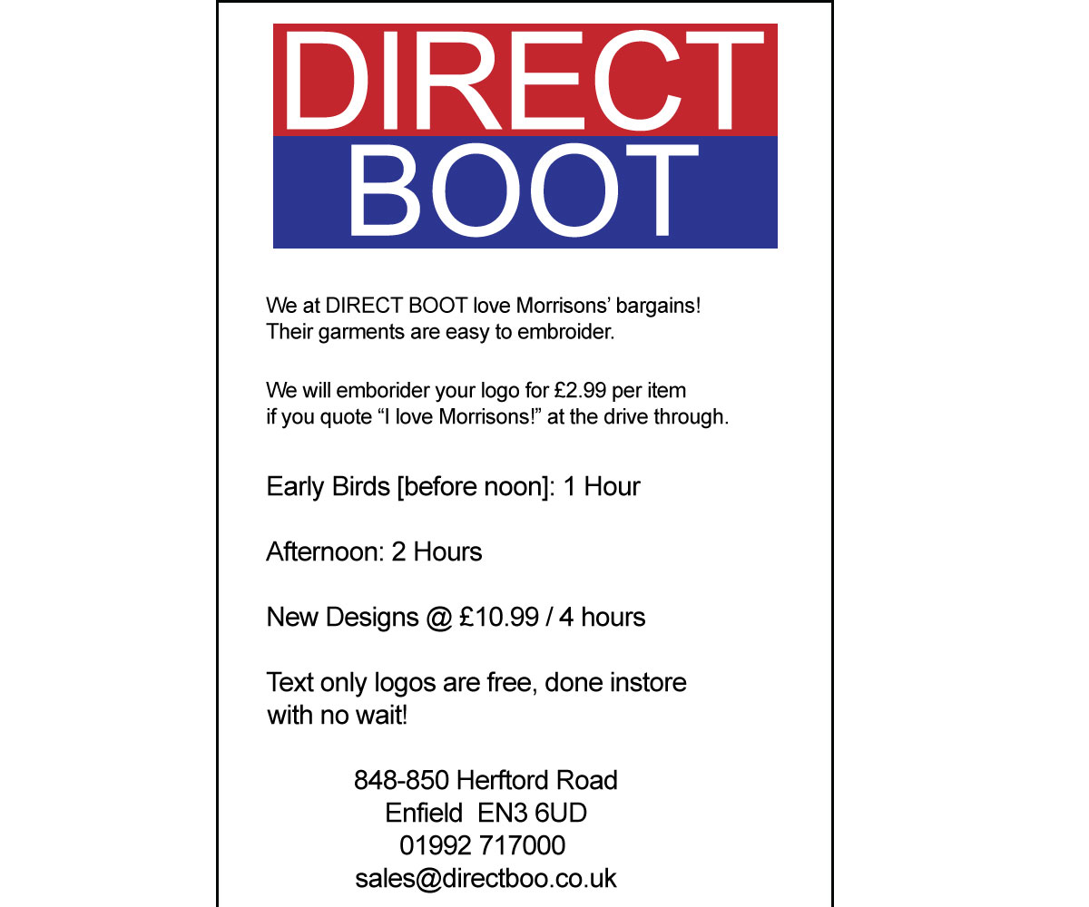 Signage Design by Amy Dawson - Design for DIRECT BOOT & SHOE SUPLIES LTD | Design #1856447