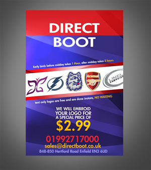 Diseño de Señalética por James Sylvester para DIRECT BOOT & SHOE SUPLIES LTD | Diseño: #1840888