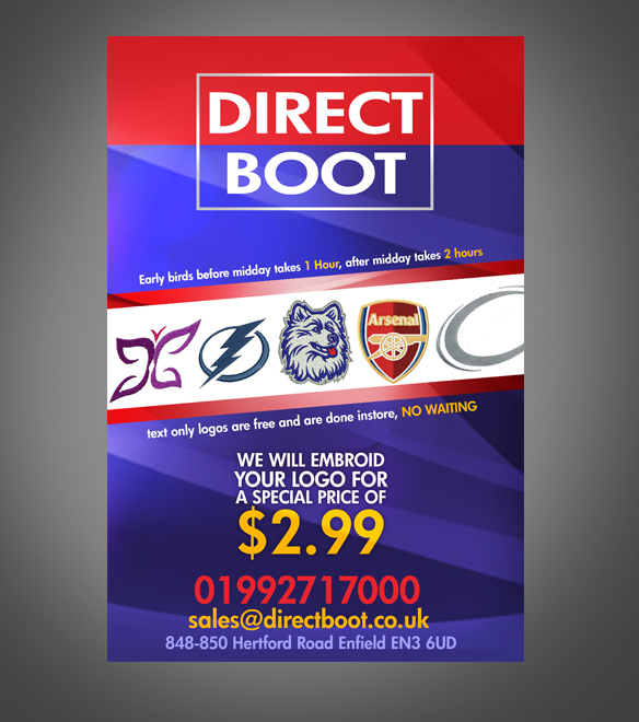 Signage Design by James Sylvester for DIRECT BOOT & SHOE SUPLIES LTD | Design #1843177
