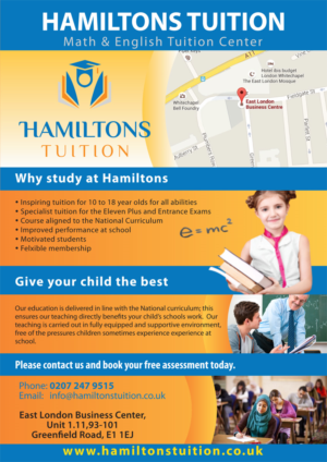 Flyer Design by Venus L. Penaflor for Hamiltons Tuition Ltd | Design: #7095469