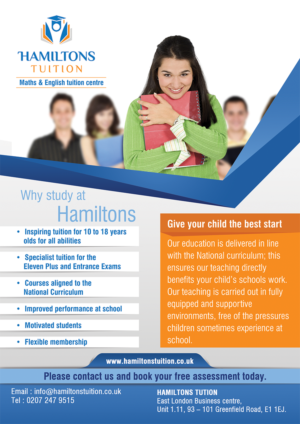 Flyer Design by Akshar Shailesh for Hamiltons Tuition Ltd | Design: #7100474