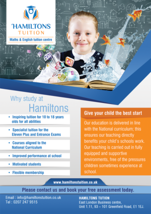 Flyer Design by Akshar Shailesh for Hamiltons Tuition Ltd | Design: #7100707
