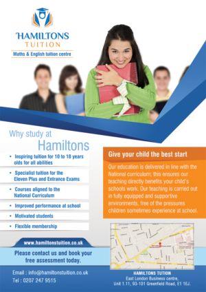 Flyer Design by Akshar Shailesh for Hamiltons Tuition Ltd | Design: #7109651