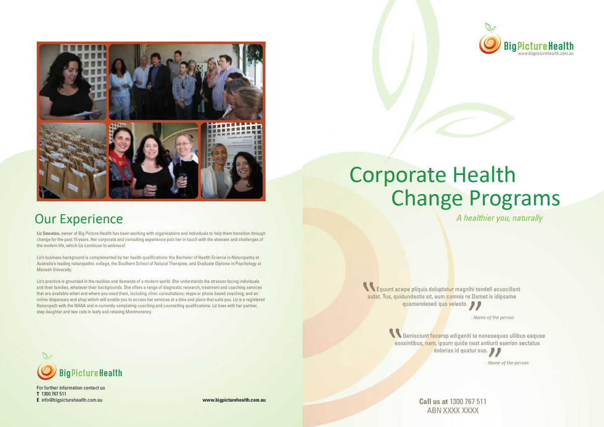 Diseño de Brochure por DesignFive para Big Picture Health | Diseño #1858357