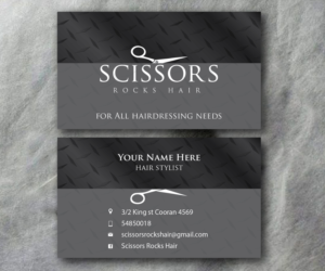 Scissors Rocks Hair  Business cards.looking for funky cool Design | Business Card Design by Gayan