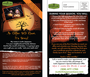 Jeppesen Law Estate Planning focusing on families with minor children, October Halloween Theme | Postkarten-Design von TedAtkinson