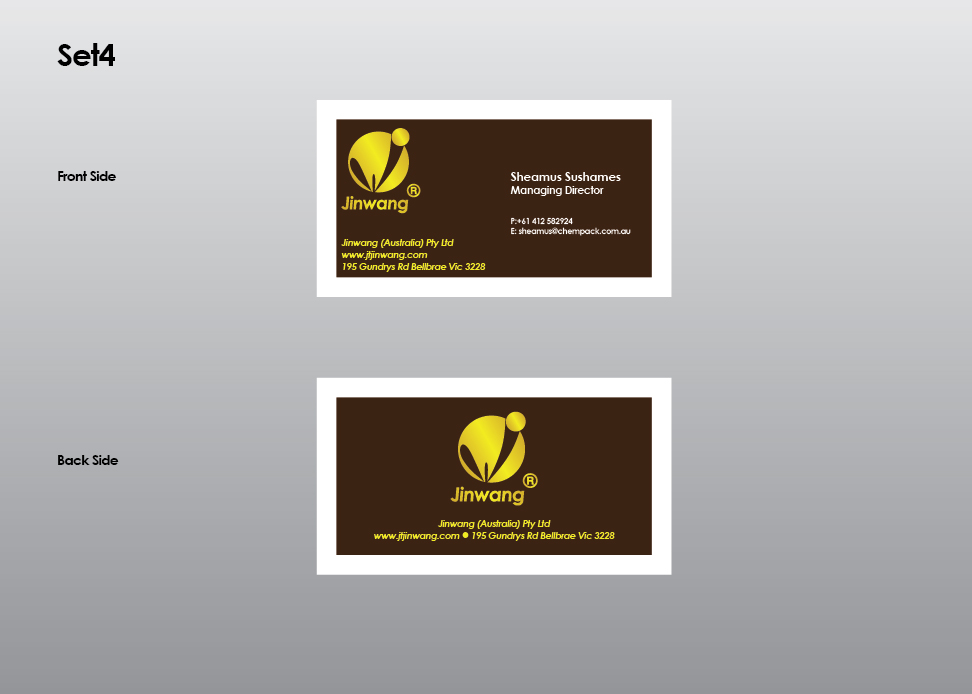 Diseño de Tarjeta de Presentación por inGenious para Jinwang (Australia) Pty Ltd | Diseño #1849533