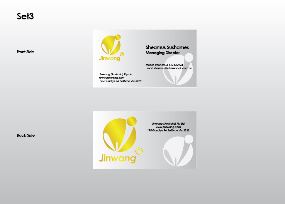 Diseño de Tarjeta de Presentación por inGenious para Jinwang (Australia) Pty Ltd | Diseño #1849534