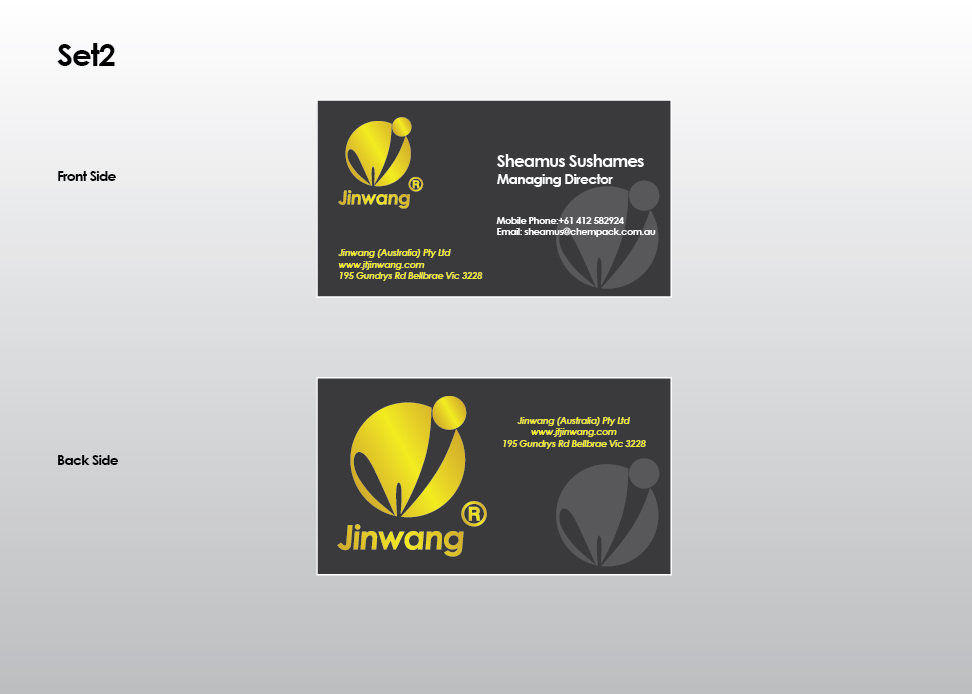 Diseño de Tarjeta de Presentación por inGenious para Jinwang (Australia) Pty Ltd | Diseño #1849535
