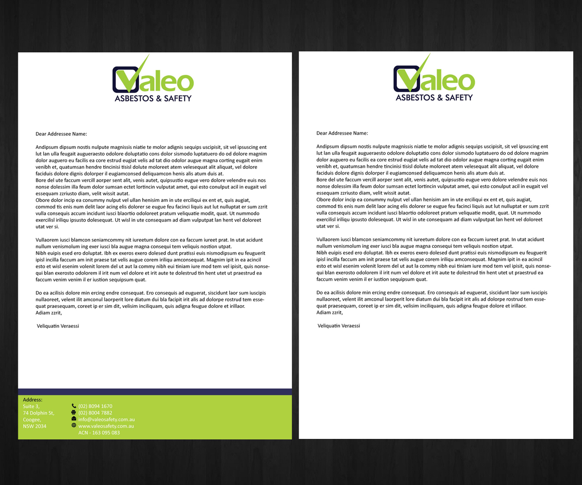 Diseño de Membrete por Anna  para Valeo Asbestos & Safety | Diseño #1831050