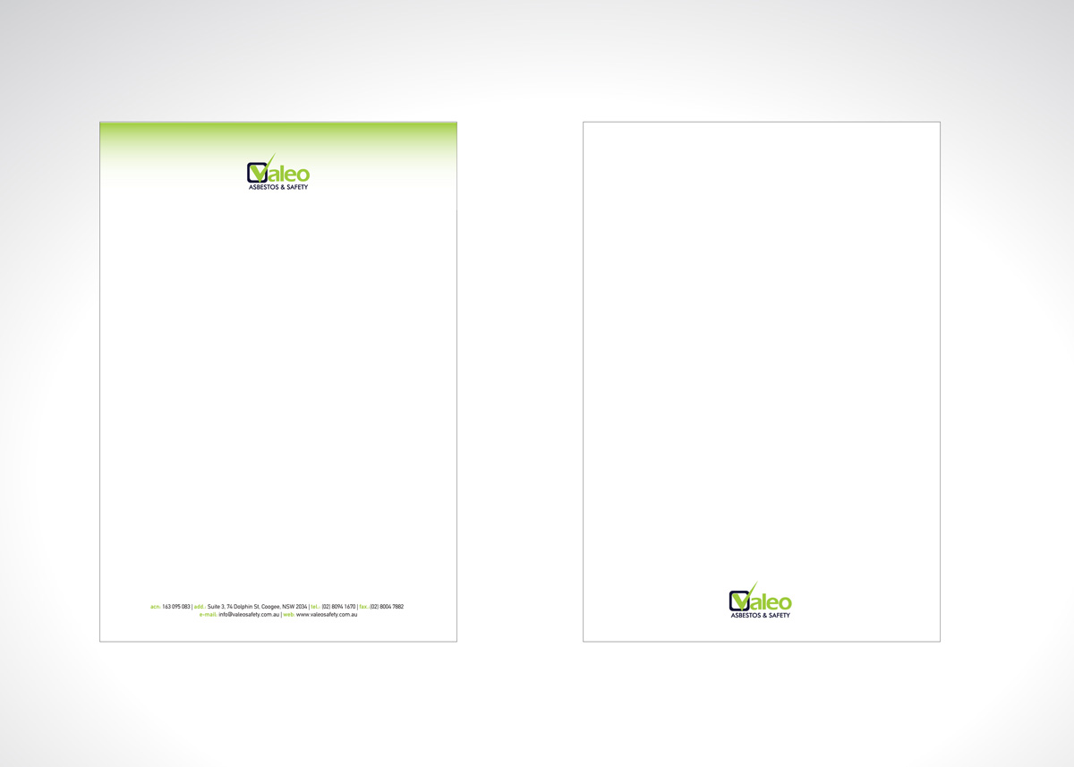 Letterhead Design by Regina_T for Valeo Asbestos & Safety | Design #1827448