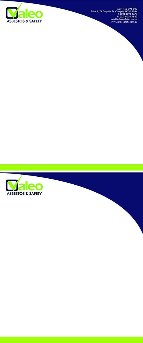 Letterhead Design by Tin P. for Valeo Asbestos & Safety | Design #1823485