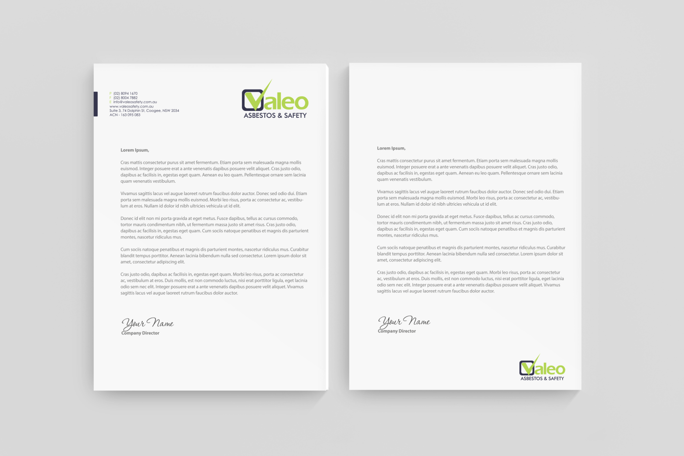 Diseño de Membrete por HYPdesign para Valeo Asbestos & Safety | Diseño #1820396