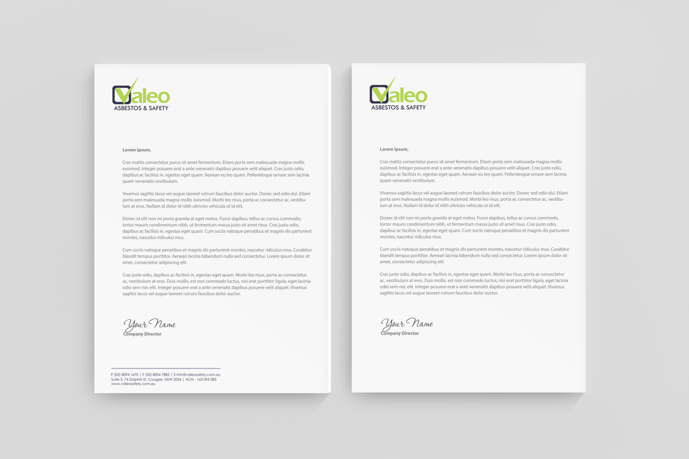 Letterhead Design by HYPdesign for Valeo Asbestos & Safety | Design #1820400