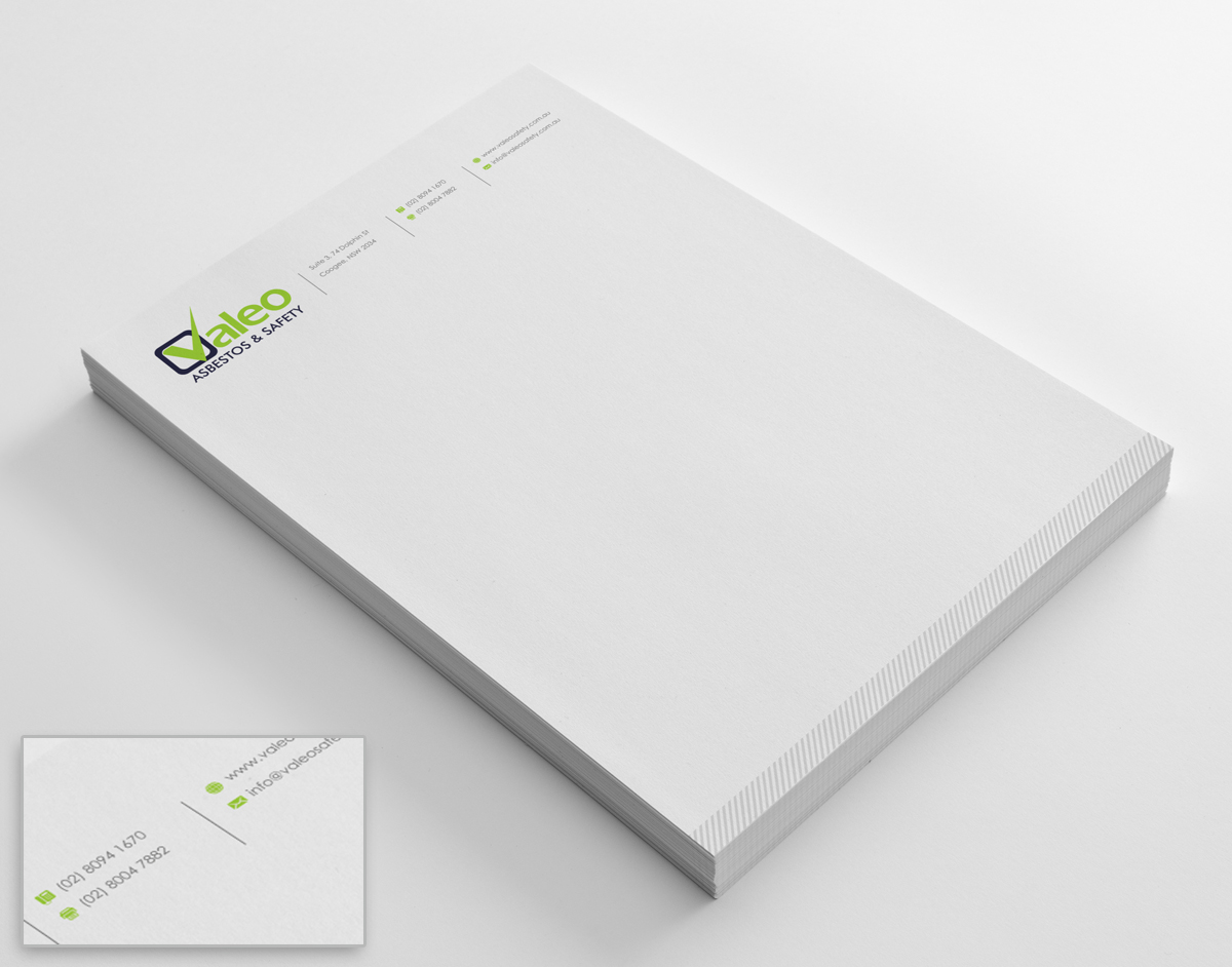 Diseño de Membrete por logodentity para Valeo Asbestos & Safety | Diseño #1828098