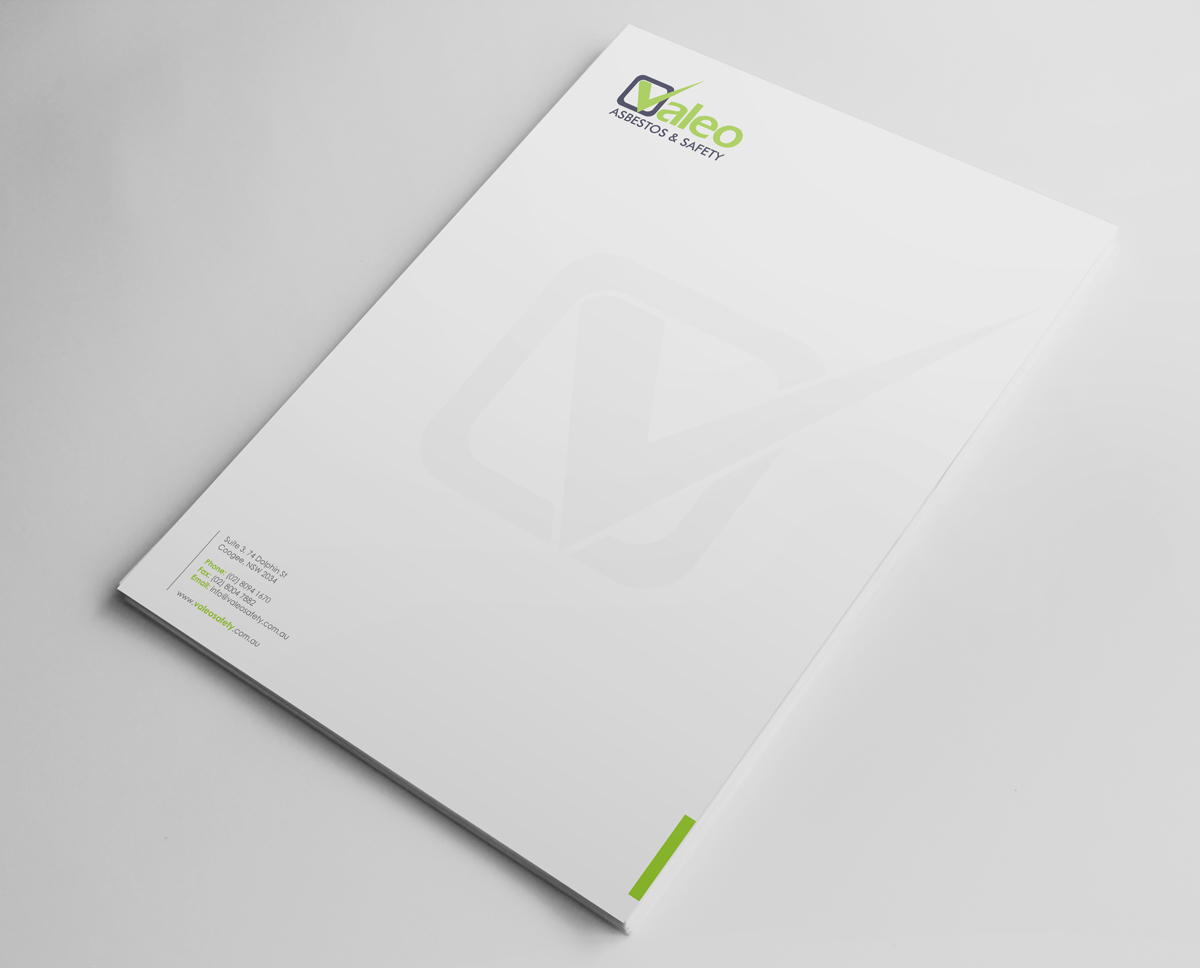 Letterhead Design by logodentity for Valeo Asbestos & Safety | Design #1828512