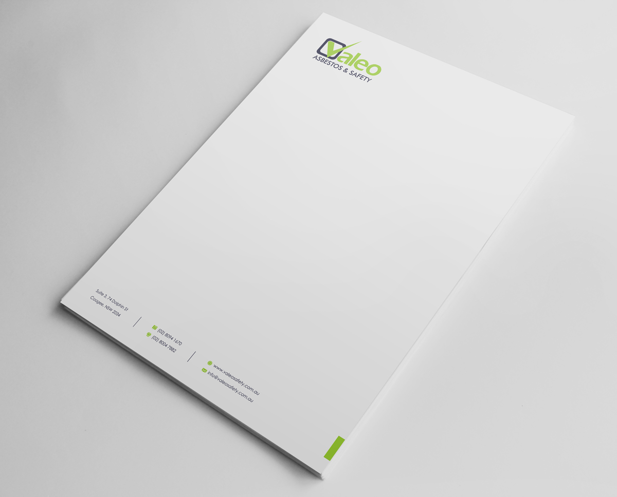 Letterhead Design by logodentity for Valeo Asbestos & Safety | Design #1838883