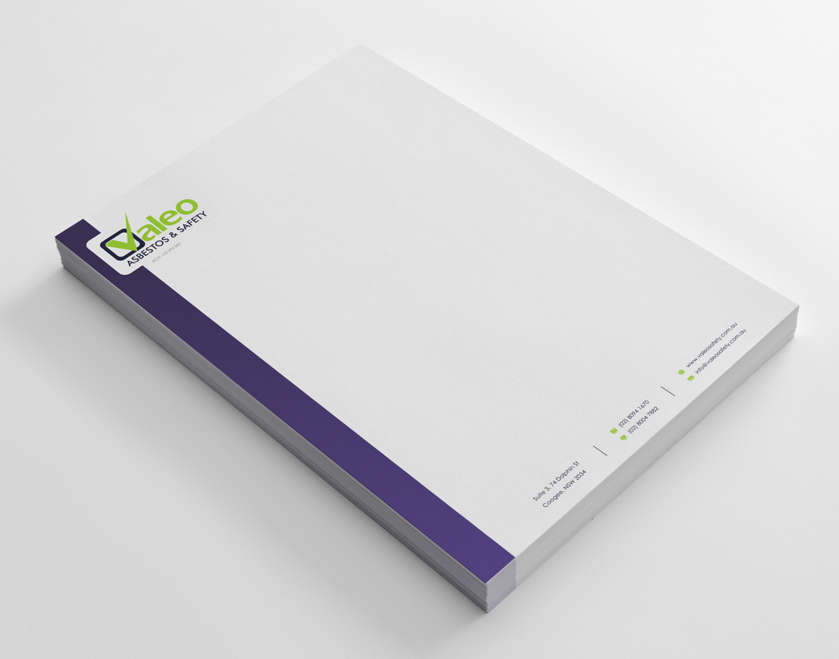 Letterhead Design by logodentity for Valeo Asbestos & Safety | Design #1842110