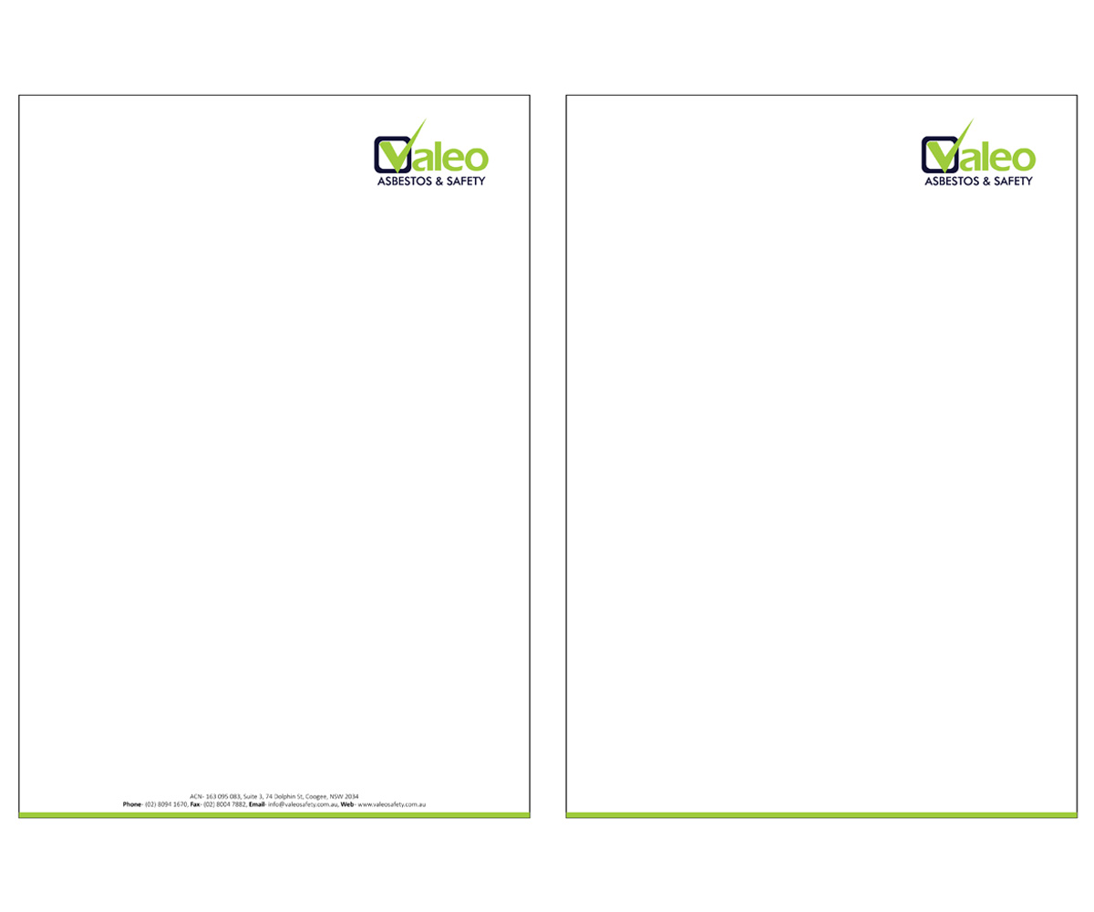 Letterhead Design by Creativecognate for Valeo Asbestos & Safety | Design #1824778