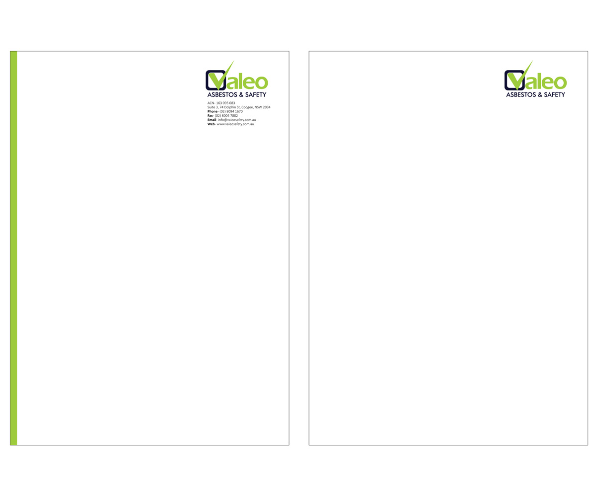 Letterhead Design by Creativecognate for Valeo Asbestos & Safety | Design #1824783