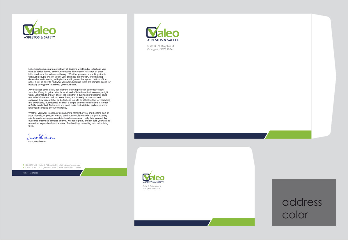Envelope Design by Atvento Graphics for Valeo Asbestos & Safety | Design #1857551