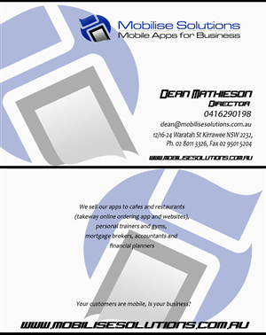 Visitenkarten-Design von Mqrwan92 für Mobilise Solutions | Design #1823146