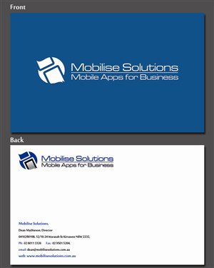 Design de Carte de Visite par Shaders99 pour Mobilise Solutions | Design : #1822466