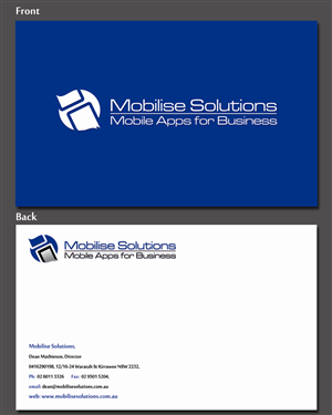 Design de Carte de Visite par Shaders99 pour Mobilise Solutions | Design : #1822469