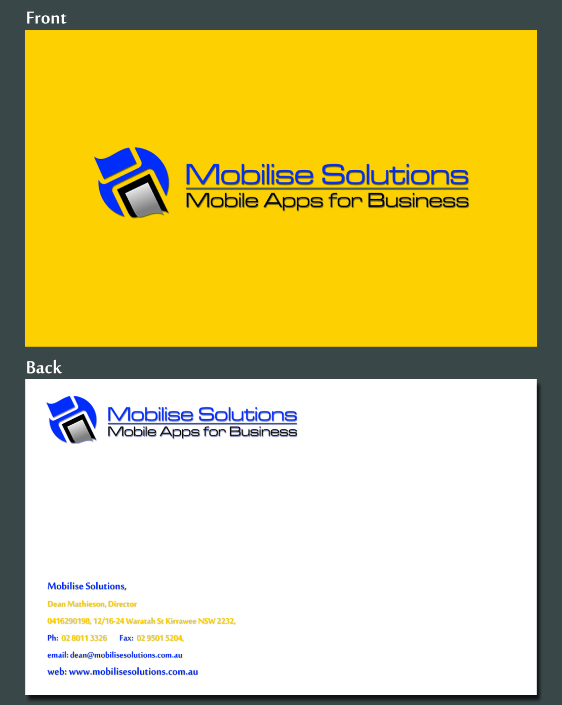 Design de Carte de Visite par Shaders99 pour Mobilise Solutions | Design #1822502