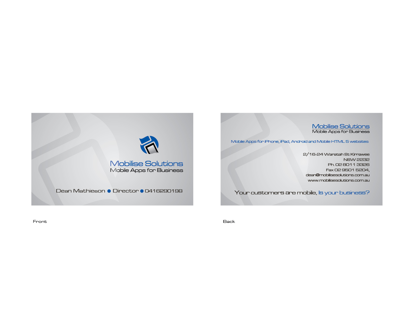 Visitenkarten-Design von Azzuro für Mobilise Solutions | Design #1825032