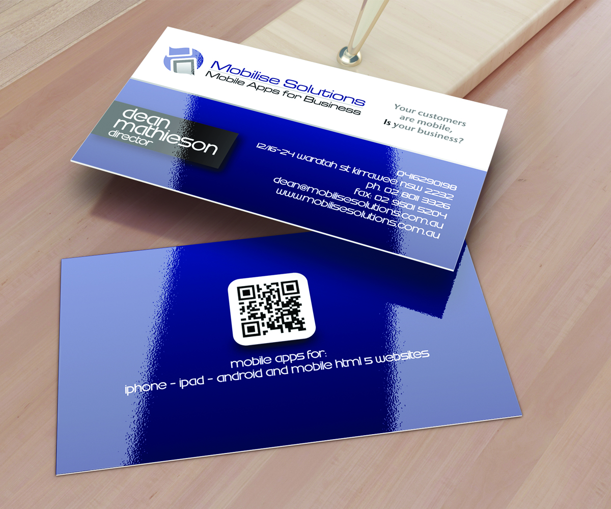 Business Card Design by JMFA for Mobilise Solutions | Design #1833125