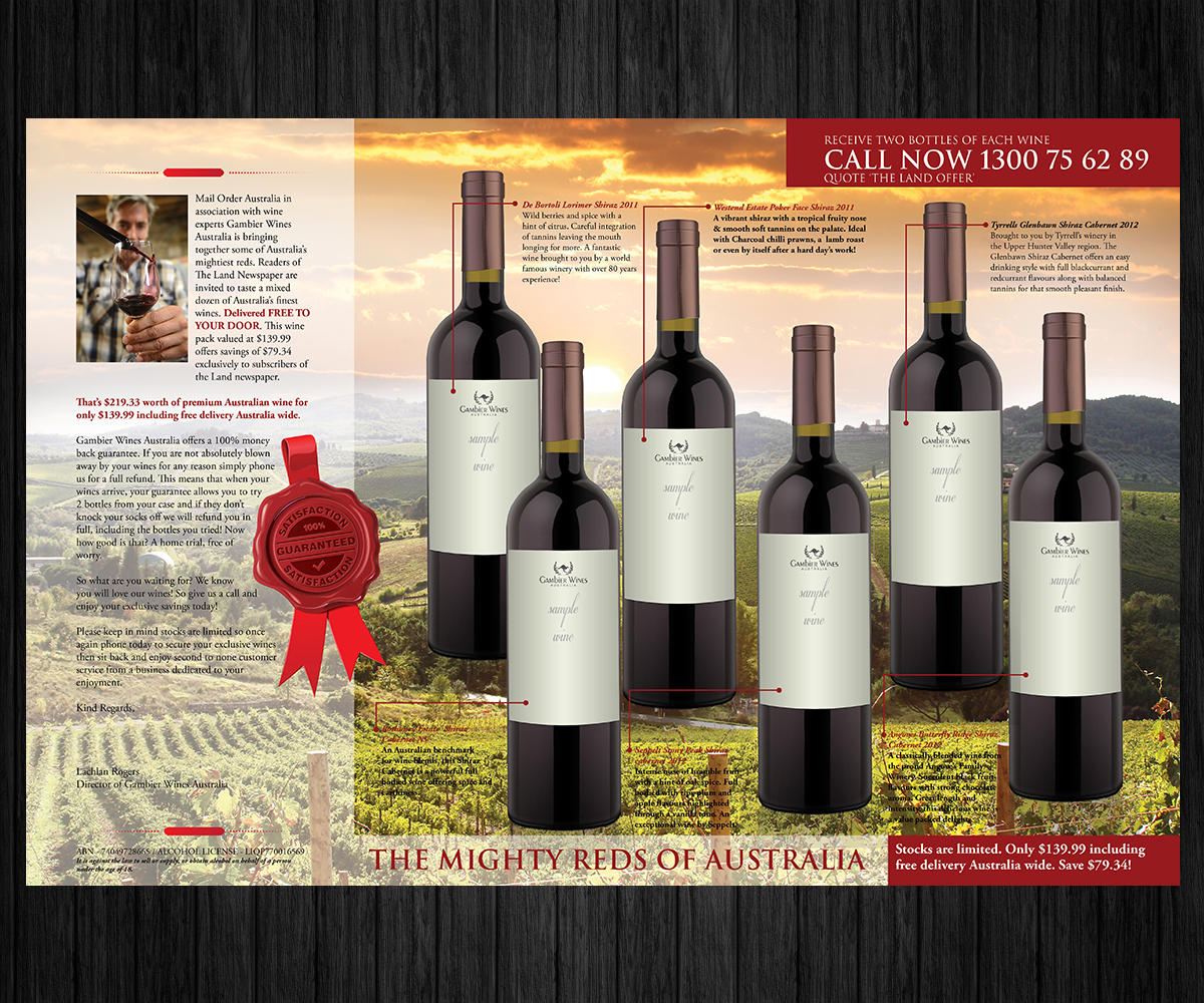 Design de Catalogue par Boss Designs pour gambier wines australia  | Design #1897897