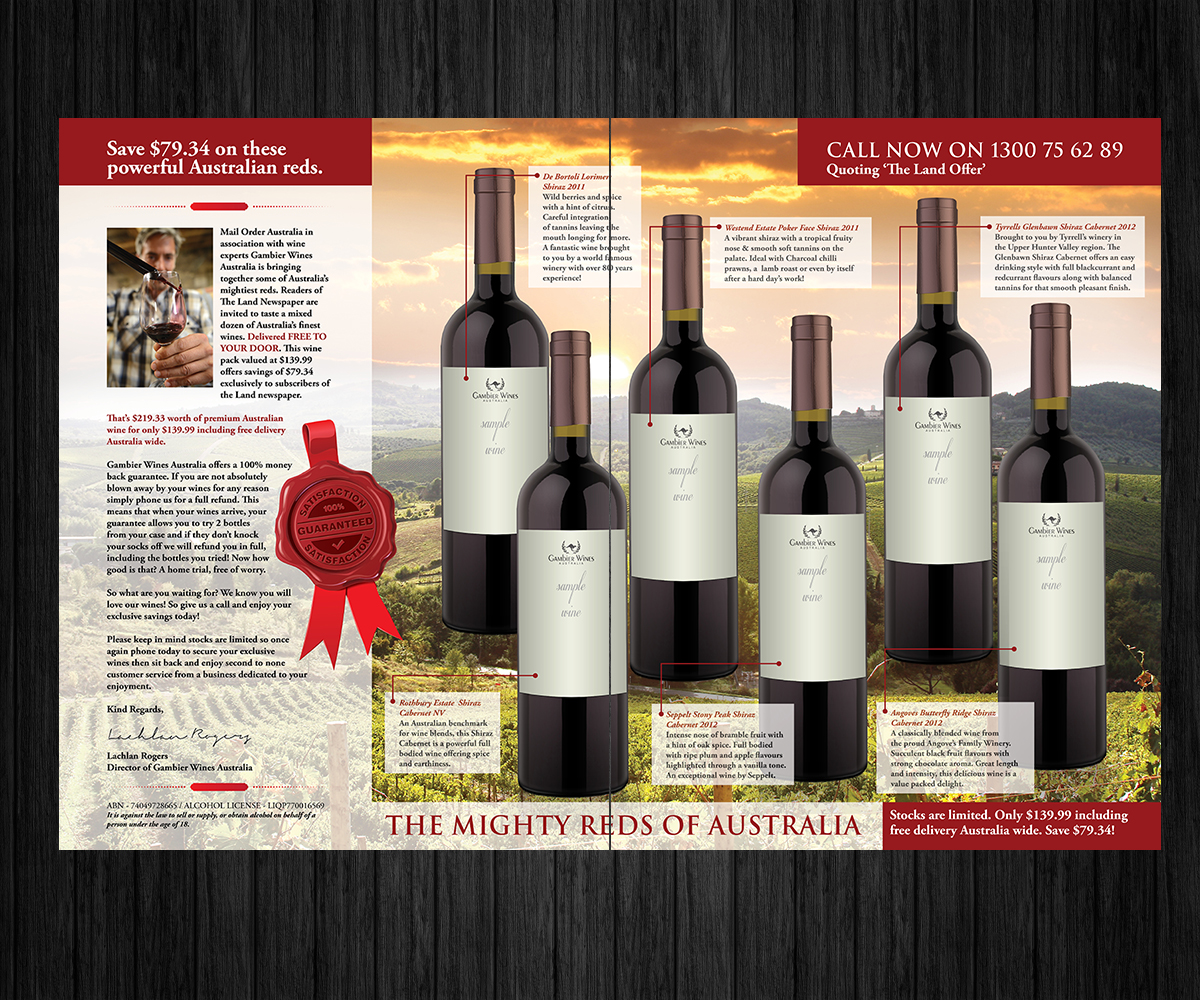 Design de Catalogue par Boss Designs pour gambier wines australia  | Design #1902506