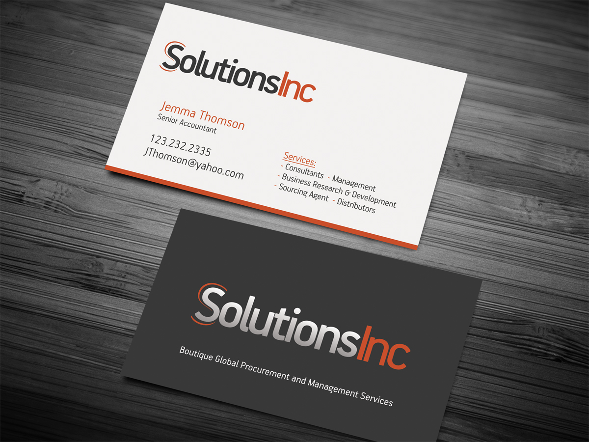 Diseño de Tarjeta de Presentación por diRtY.EMM para Solutions Inc. | Diseño #1826558