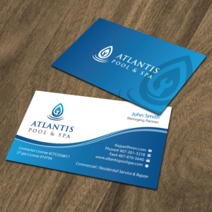 Visitenkarten-Design von Dezero für Atlantis Pool/Spa Service&Repair LLC | Design: #7249564