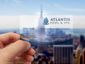 Business Card Design by Verified artistry for Atlantis Pool/Spa Service&Repair LLC | Design: #7239259