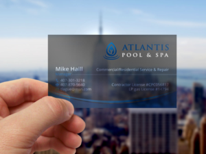 Business Card Design by Verified artistry for Atlantis Pool/Spa Service&Repair LLC | Design: #7239260