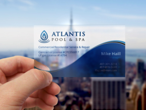 Business Card Design by Verified artistry for Atlantis Pool/Spa Service&Repair LLC | Design: #7239261