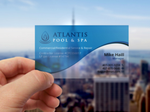 Business Card Design by Verified artistry for Atlantis Pool/Spa Service&Repair LLC | Design: #7239265