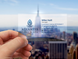 Business Card Design by Verified artistry (Design garden) for Atlantis Pool/Spa Service&Repair LLC | Design: #7239272
