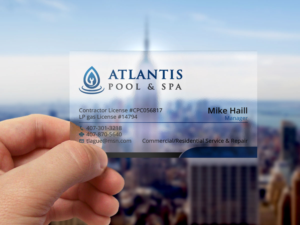 Business Card Design by Verified artistry (Design garden) for Atlantis Pool/Spa Service&Repair LLC | Design: #7239275