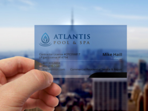 Business Card Design by Verified artistry (Design garden) for Atlantis Pool/Spa Service&Repair LLC | Design: #7239278