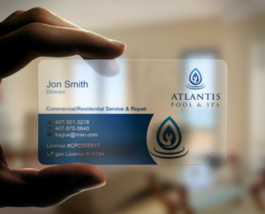 Business Card Design by AFHUN for Atlantis Pool/Spa Service&Repair LLC | Design: #7253086