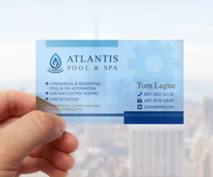 Business Card Design by elveneclipse for Atlantis Pool/Spa Service&Repair LLC | Design: #7254815