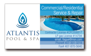 Design de Carte de Visite par ernestsegovia pour Atlantis Pool/Spa Service&Repair LLC | Design #7278765