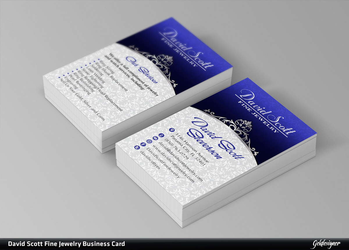 Business Card Design by gekgrfx for David Scott Fine Jewelry | Design #1837262