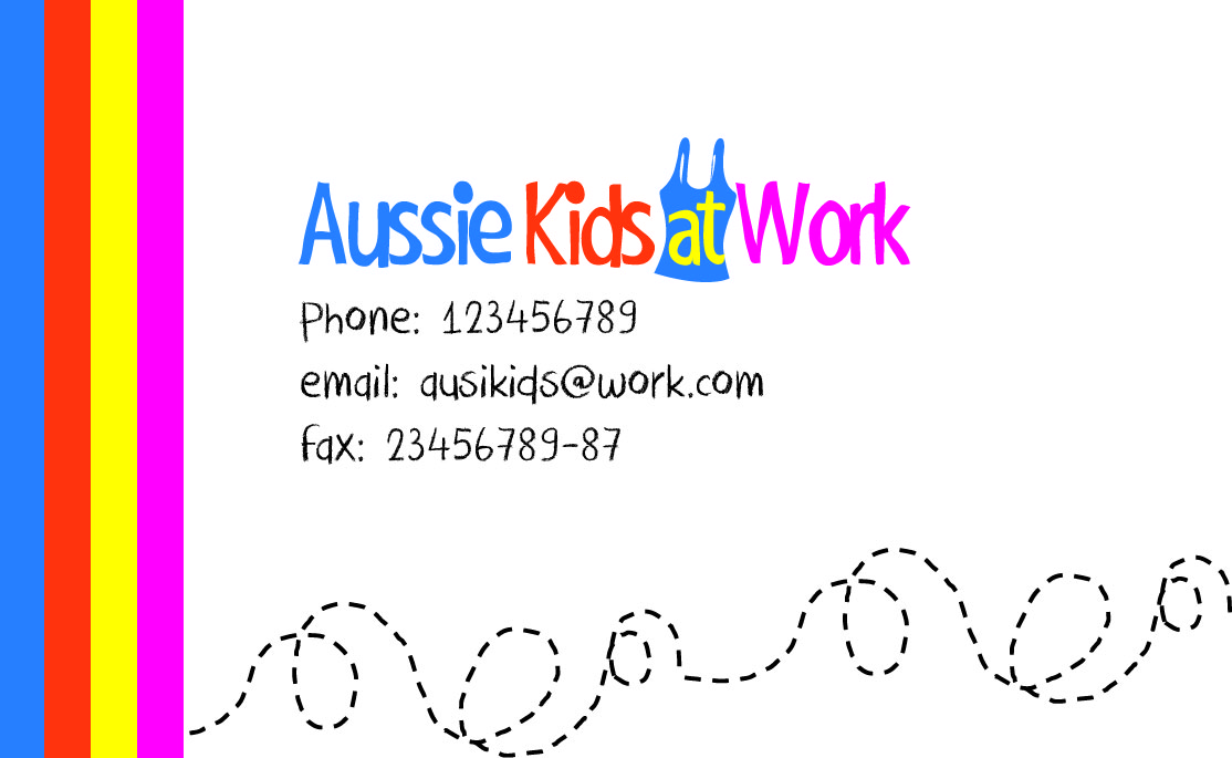 Diseño de Tarjeta de Presentación por SarahQ para Aussie Kids at Work | Diseño #1858077